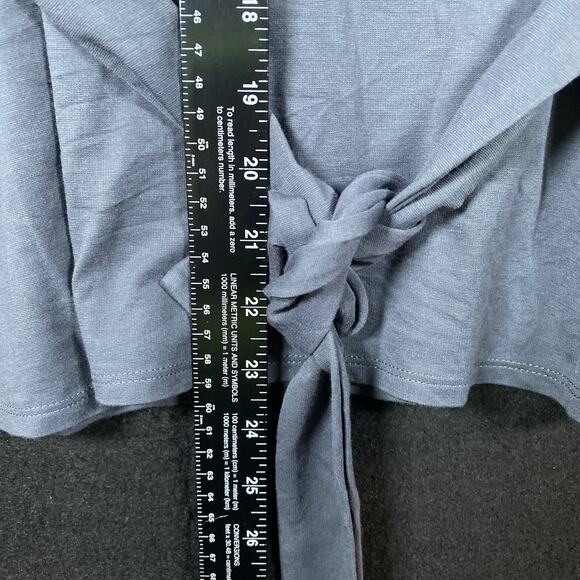 J Jill Womens Shirt Dark Gray Pull Over Front Tie Wrap Tunic Stretch Large - Picture 9 of 13